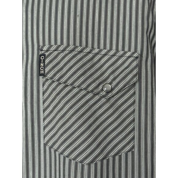 CINCH Men's Western Modern Fit Pearl Snap Long Sleeve Shirt Gray Stripe Sz L EUC - Picture 4 of 15